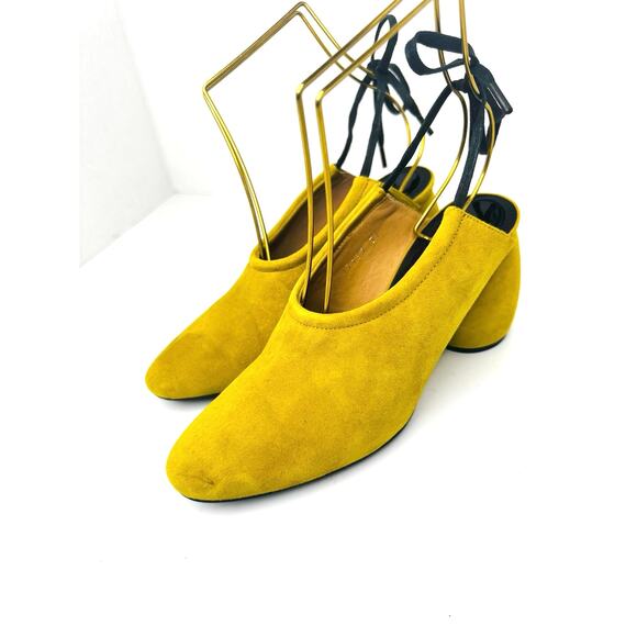 Dries Van Noten Yellow Mustard Suede Mules Slip-On Block Heel Designer EU 37 - Picture 10 of 10